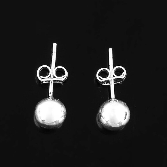 4203 NIP 925 Sterling Silver Stud Round Ball Push & Post Earrings Women Bohemian - Picture 1 of 3